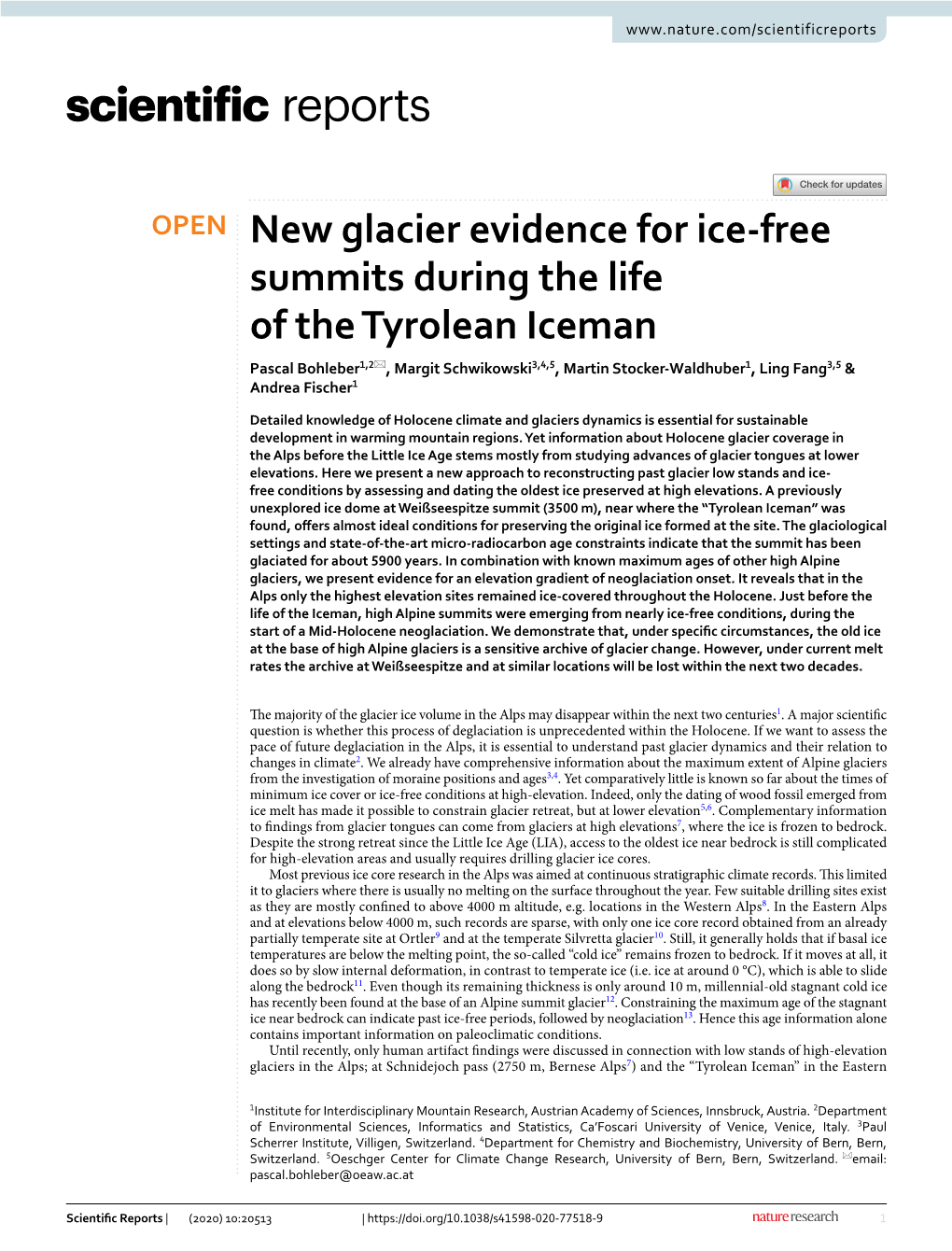 New Glacier Evidence for Ice-Free Summits During the Life of The