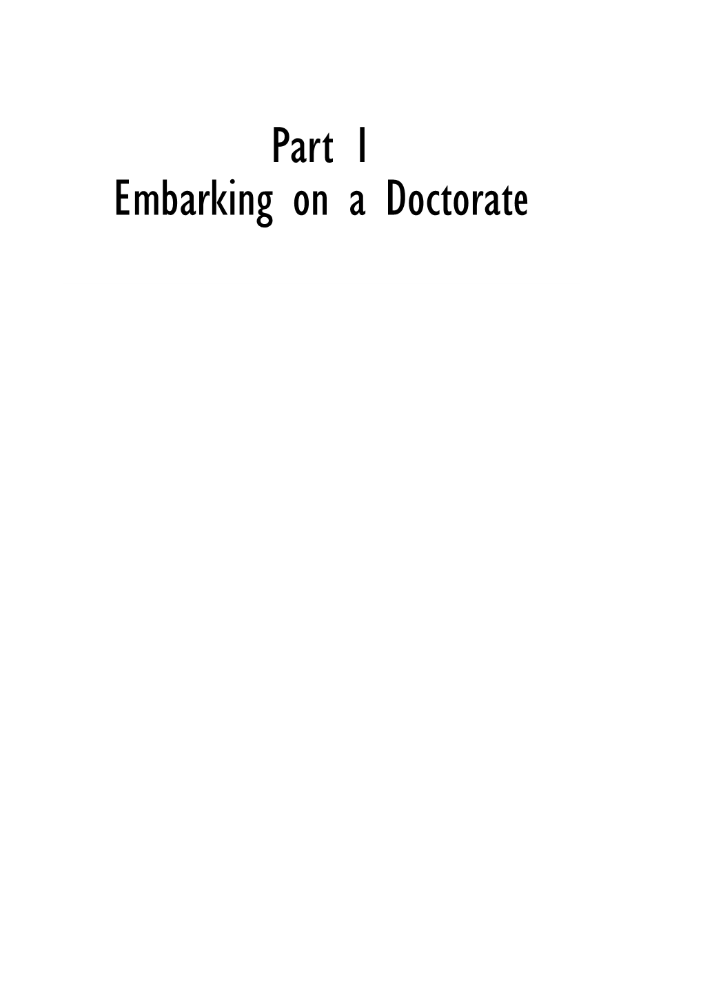 Part 1 Embarking on a Doctorate