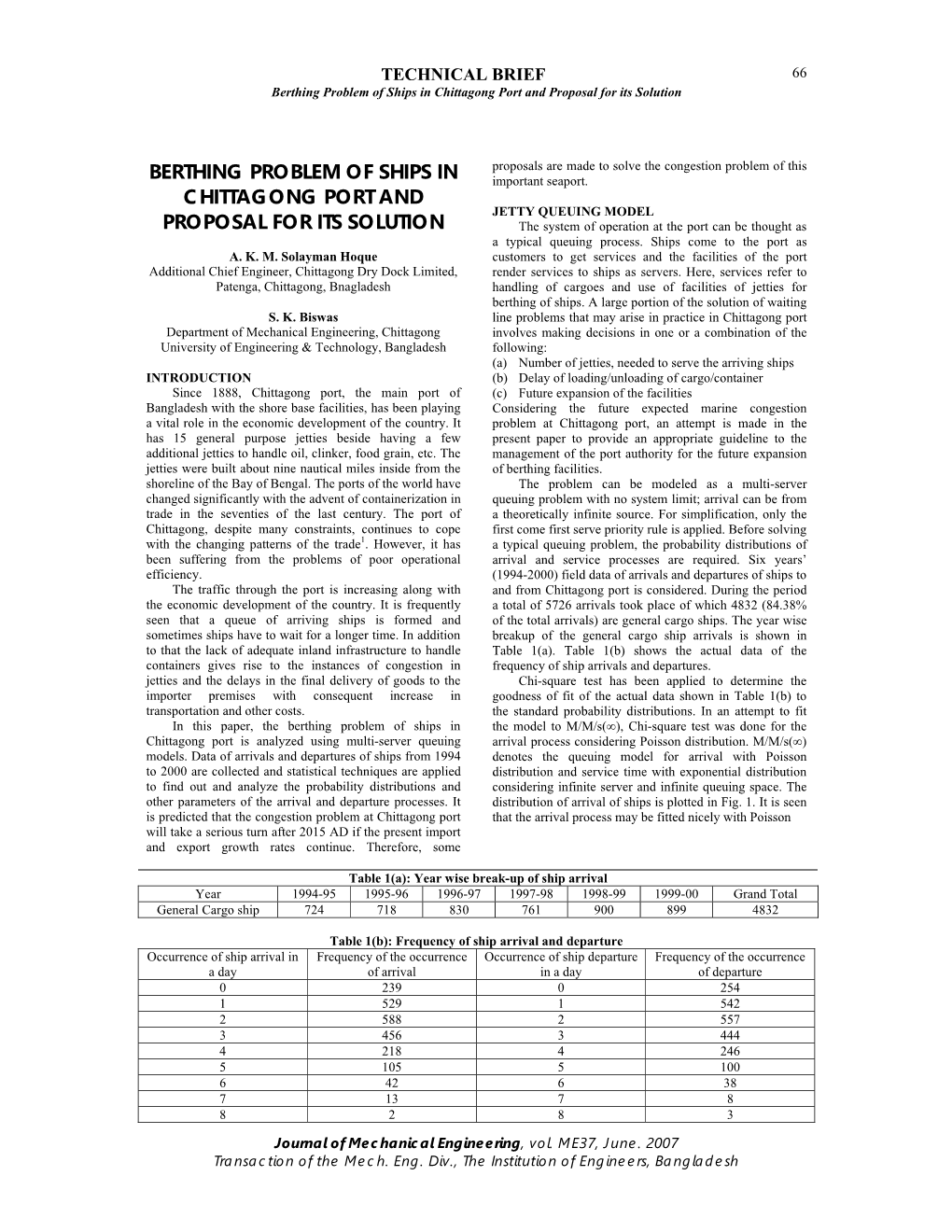 Berthing Problem of Ships in Chittagong Port and Proposal for Its Solution