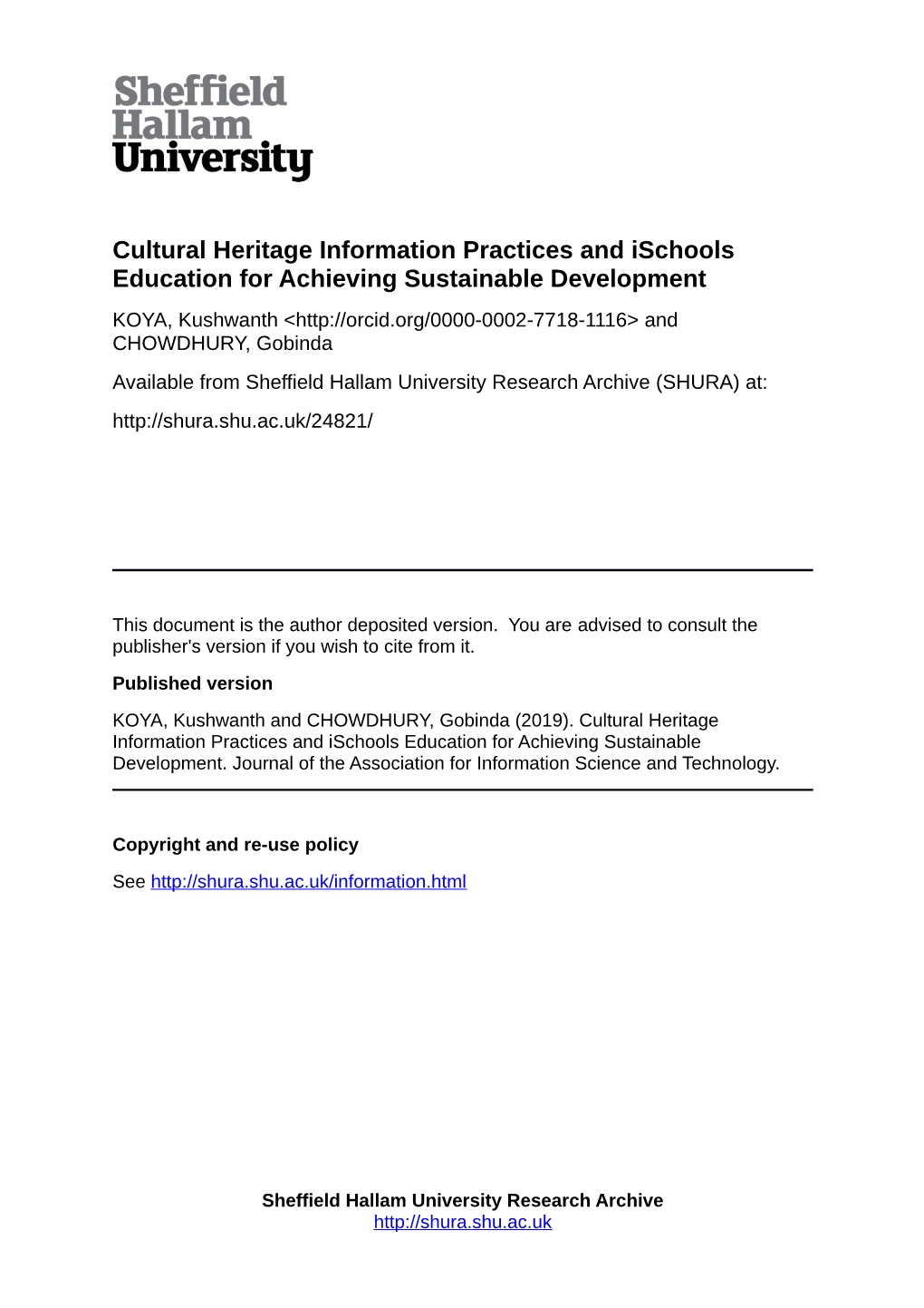 Cultural Heritage Information Practices and Ischools Education