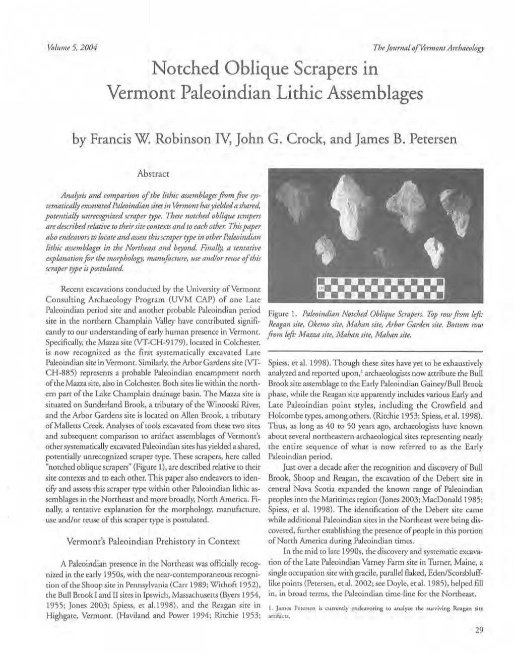 Notched Oblique Scrapers in Vermont Paleoindian Lithic Assemblages