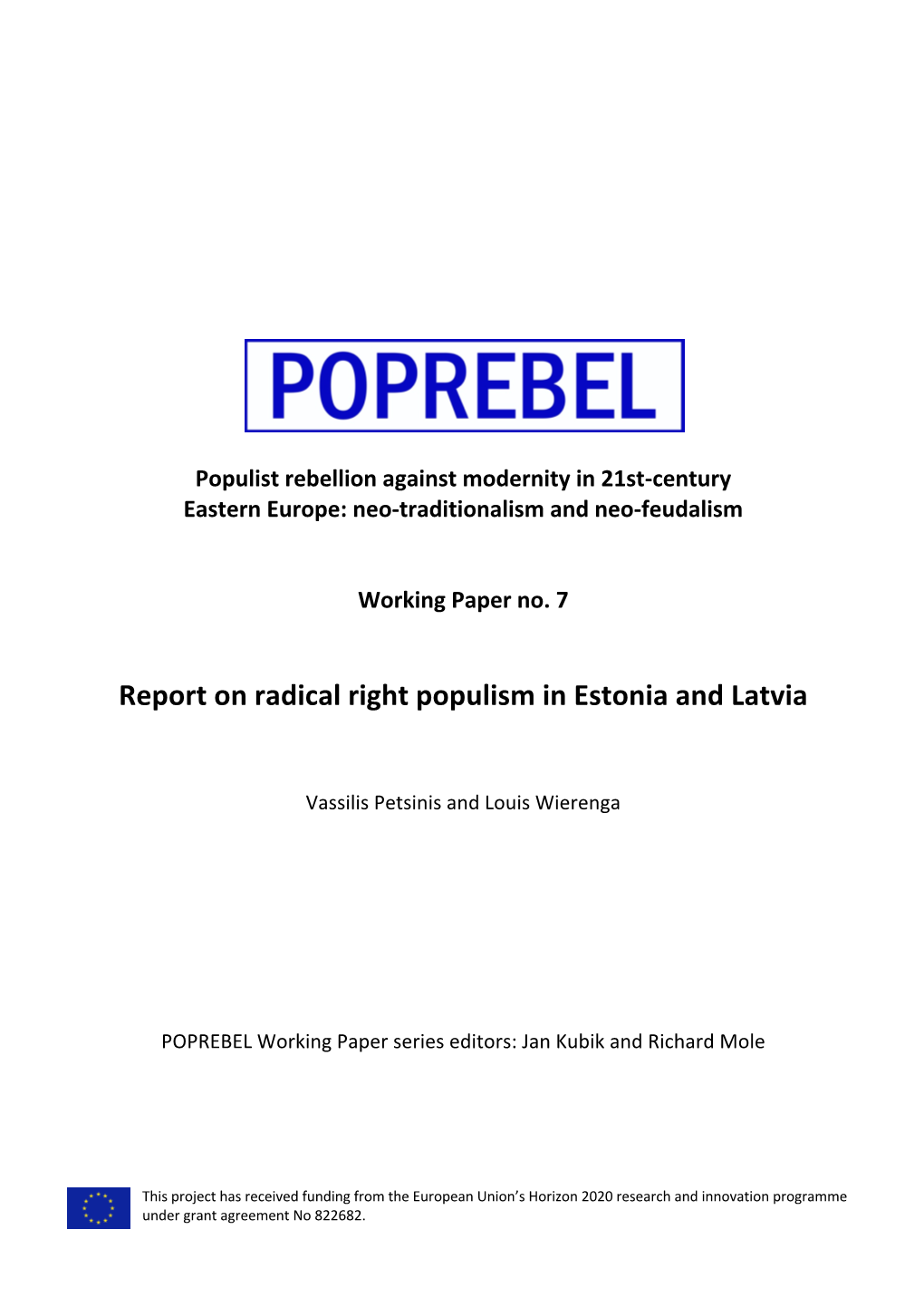 Working Paper No. 7: Report on Radical Right Populism in Estonia