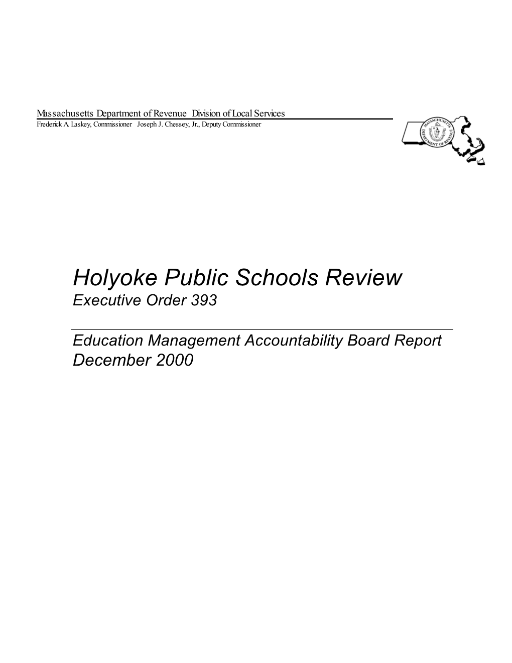 Holyoke Public Schools Review Executive Order 393