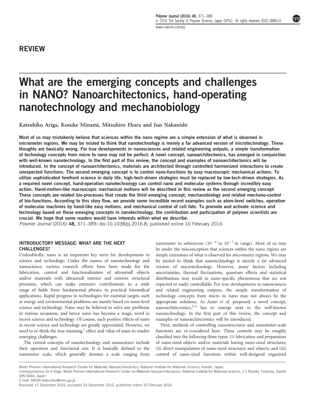 What Are the Emerging Concepts and Challenges in NANO&Quest