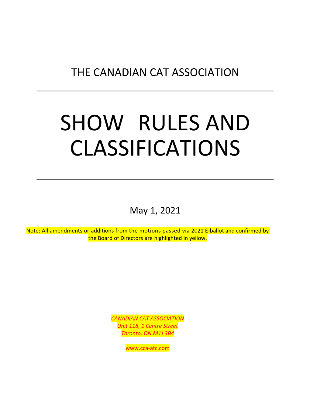 Show Rules and Classifications