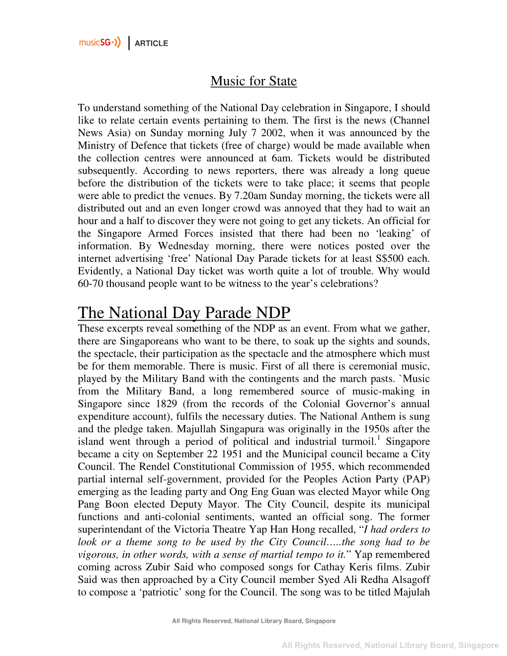 The National Day Parade NDP These Excerpts Reveal Something of the NDP As an Event