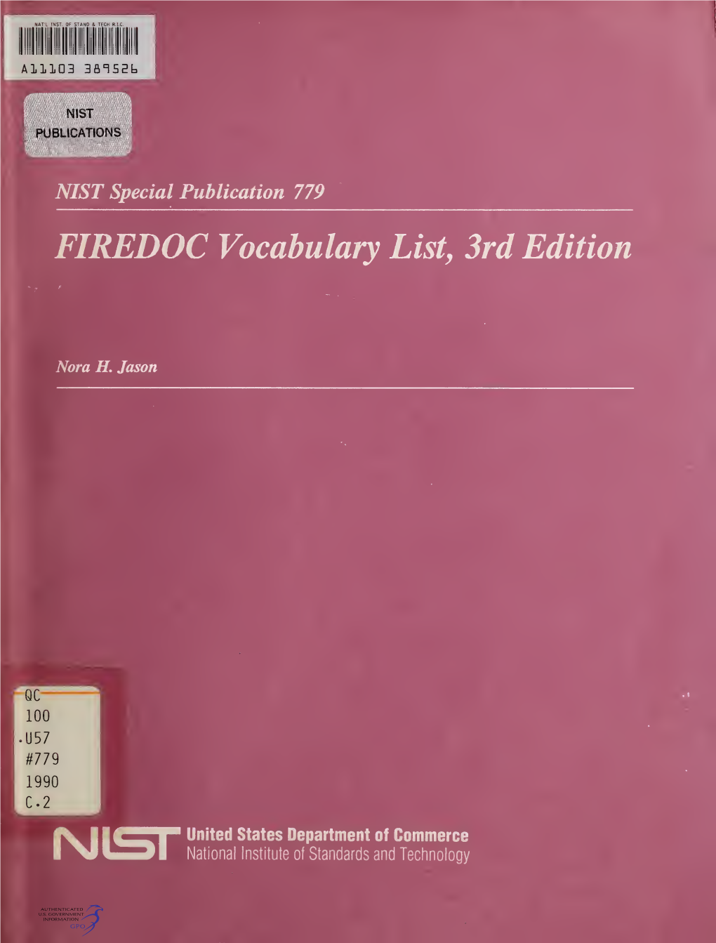 FIREDOC Vocabulary List, 3Rd Edition