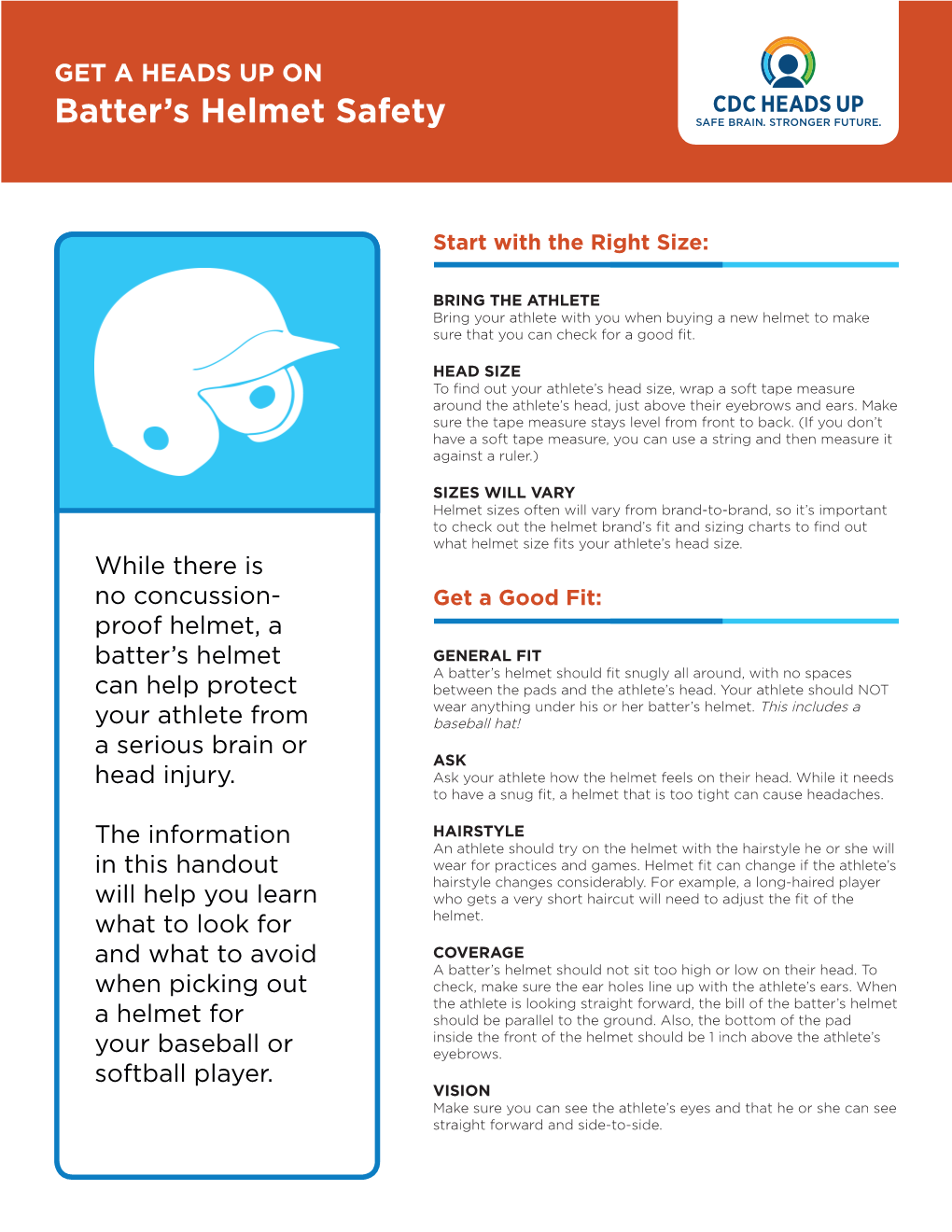 Baseball Batter's Helmet Fact Sheet