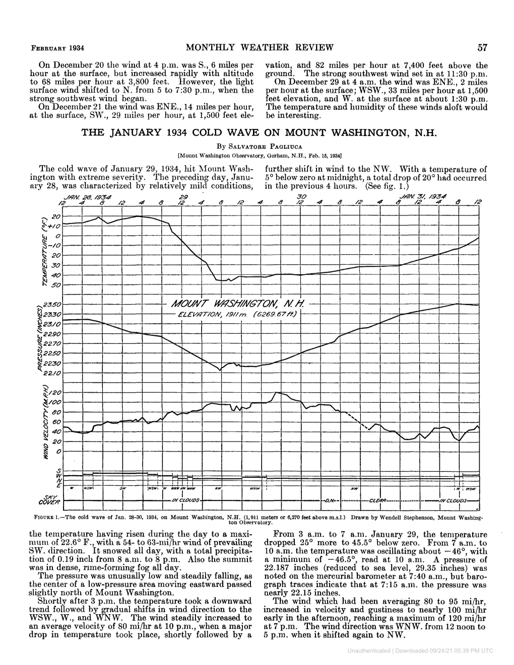 THE JANUARY 1934 COLD WAVE on MOUNT WASHINGTON, N.H. by SALVATOREPMLIUCA [Mount Washington Observatory, Gorham, N.H., Feh