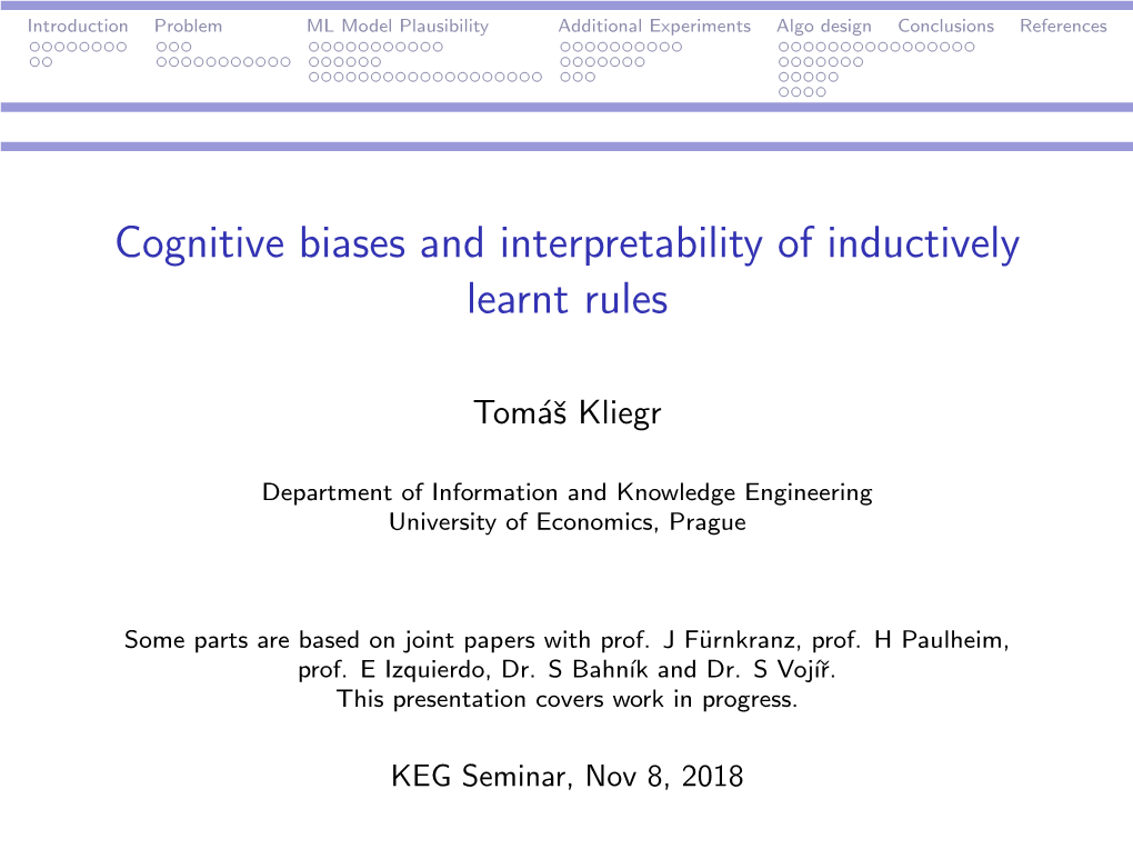 Cognitive Biases and Interpretability of Inductively Learnt Rules