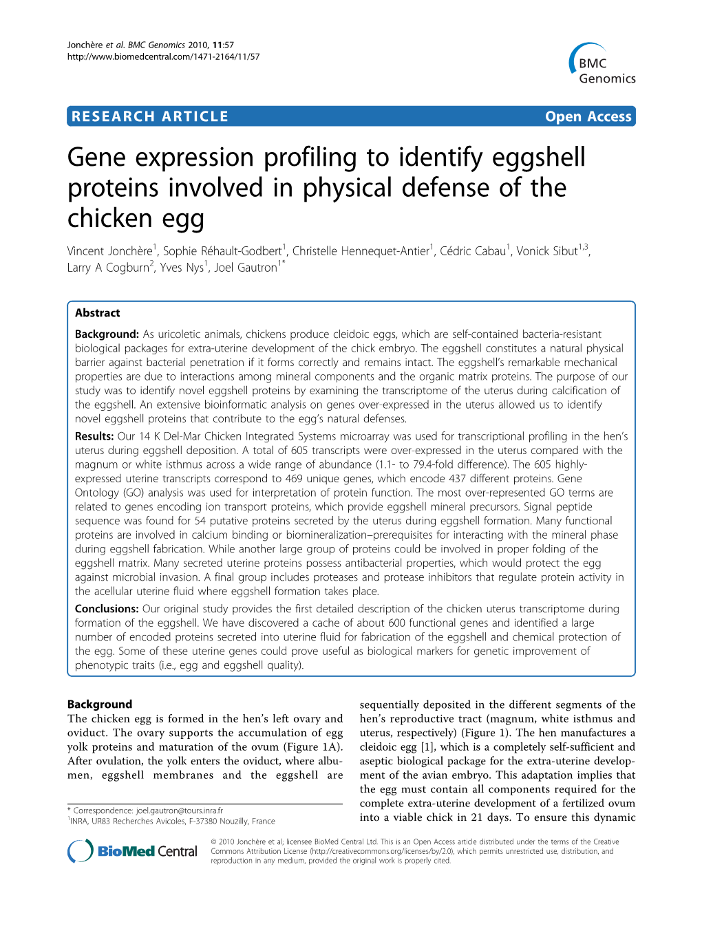 Gene Expression Profiling to Identify Eggshell Proteins Involved In