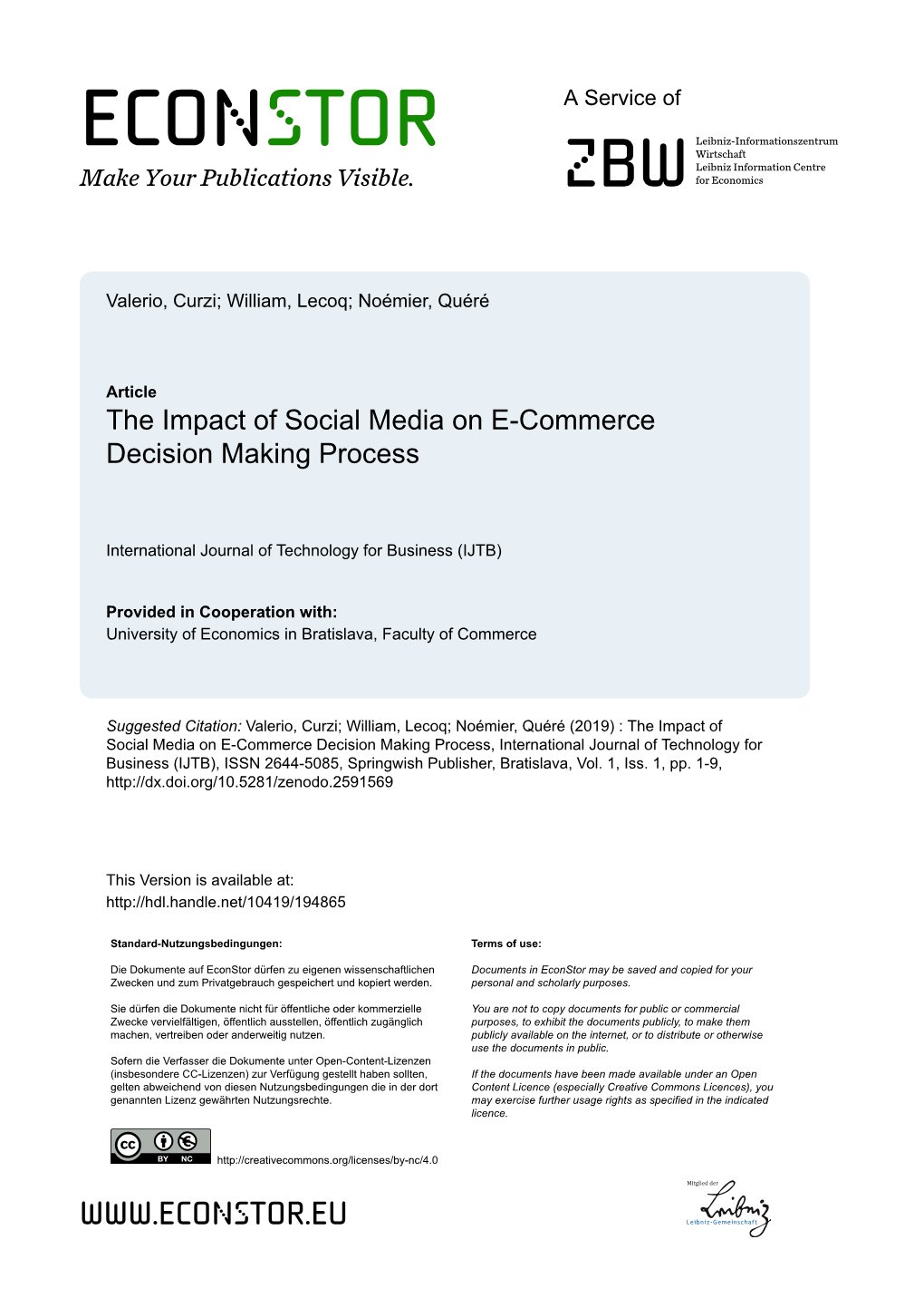 The Impact of Social Media on E-Commerce Decision Making Process