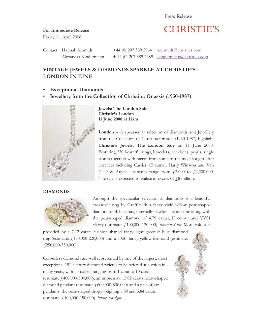 VINTAGE JEWELS & DIAMONDS SPARKLE at CHRISTIE's LONDON in JUNE • Exceptional Diamonds • Jewellery from the Collection