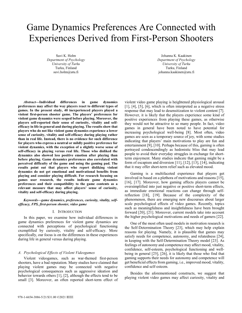 Game Dynamics Preferences Are Connected with Experiences Derived from First-Person Shooters