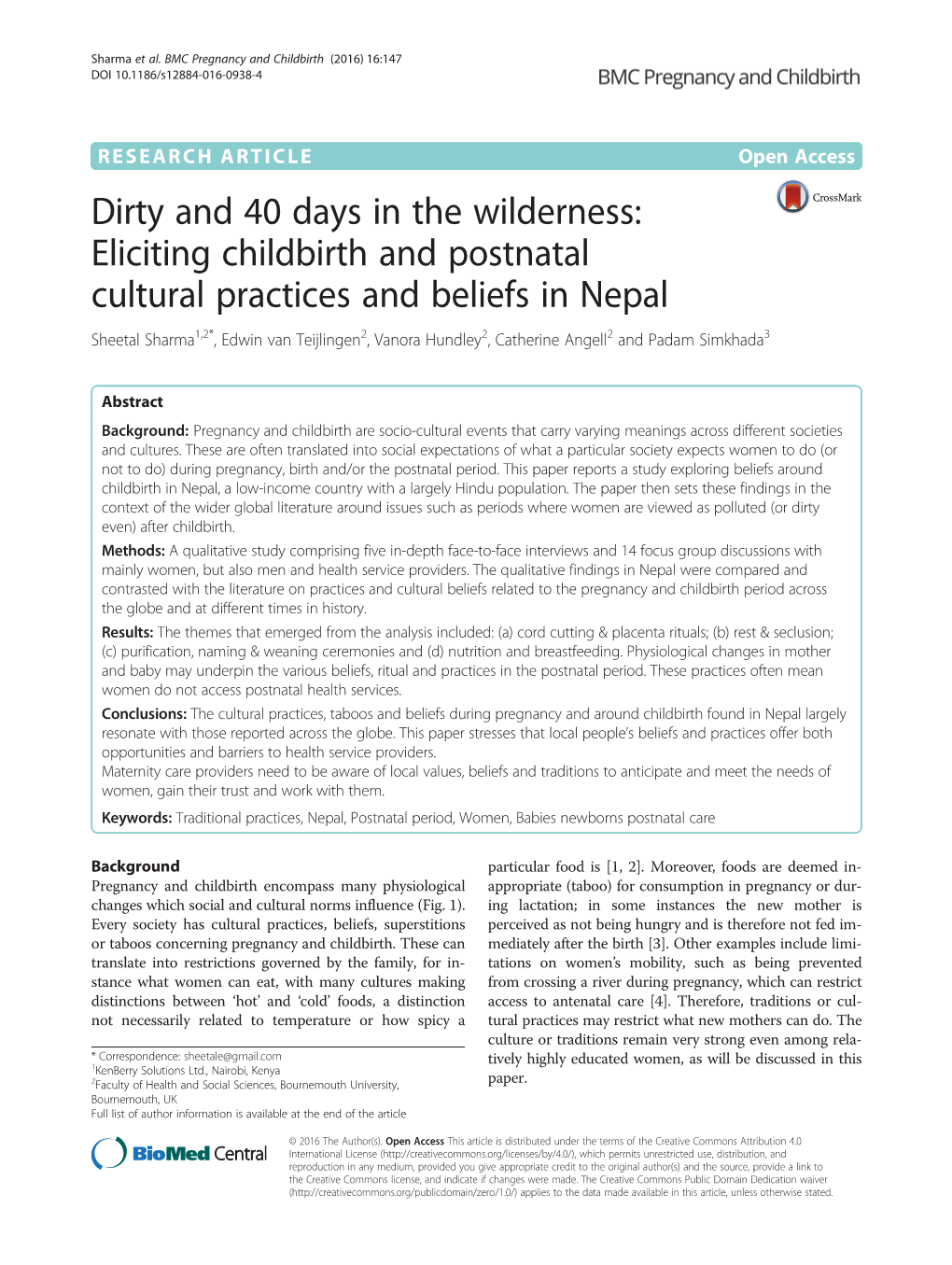 Eliciting Childbirth and Postnatal Cultural Practices and Beliefs in Nepal