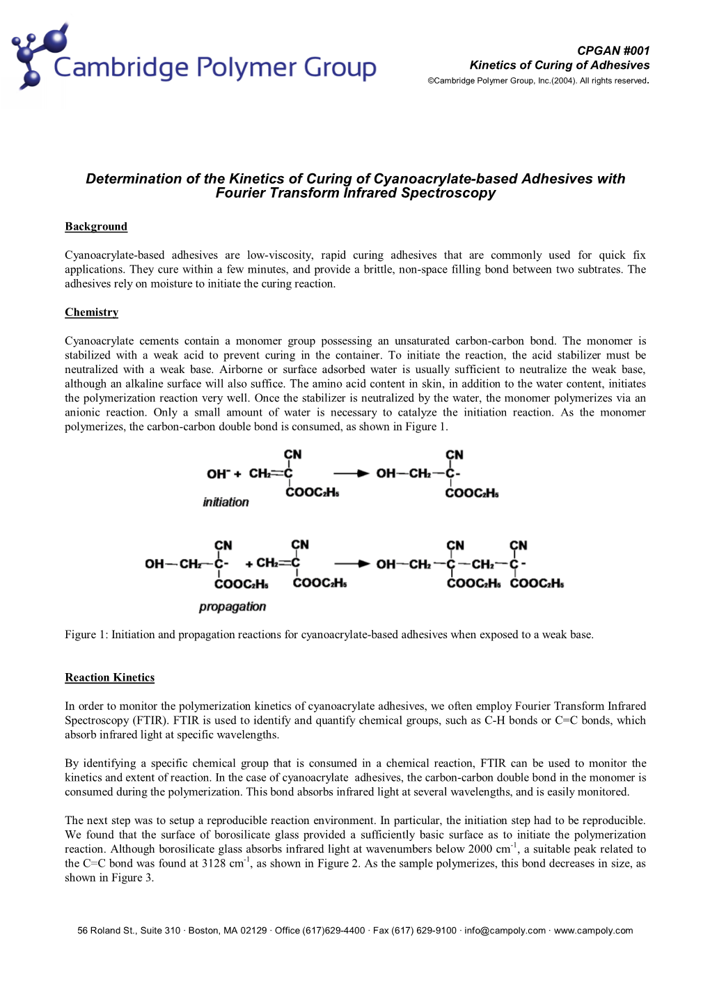 Determination of the Kinetics of Curing of Cyanoacrylate-Based Adhesives with Fourier Transform Infrared Spectroscopy