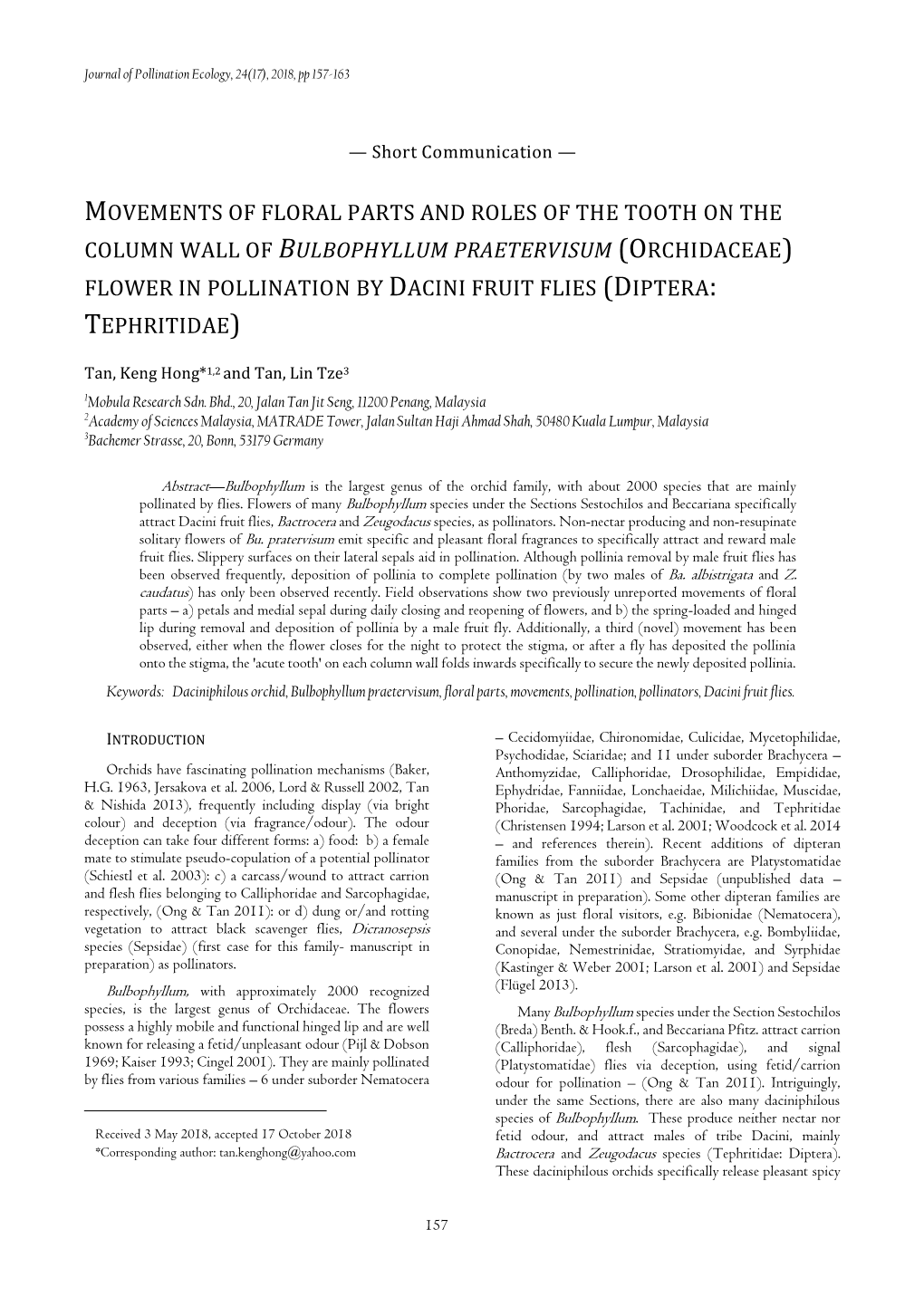 Movements of Floral Parts and Roles of the Tooth On