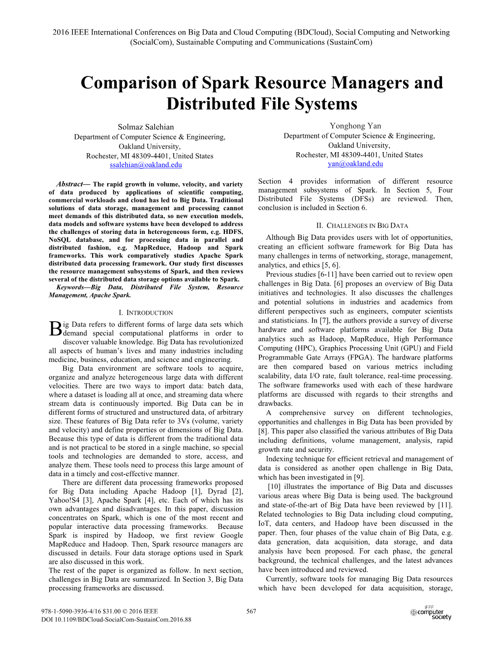 Comparison of Spark Resource Managers and Distributed File Systems