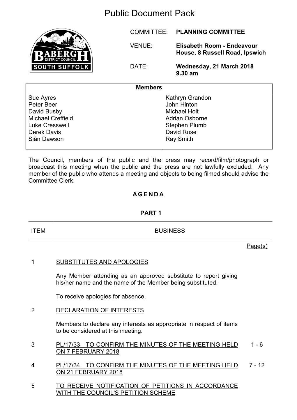 (Public Pack)Agenda Document for Babergh Planning Committee, 21