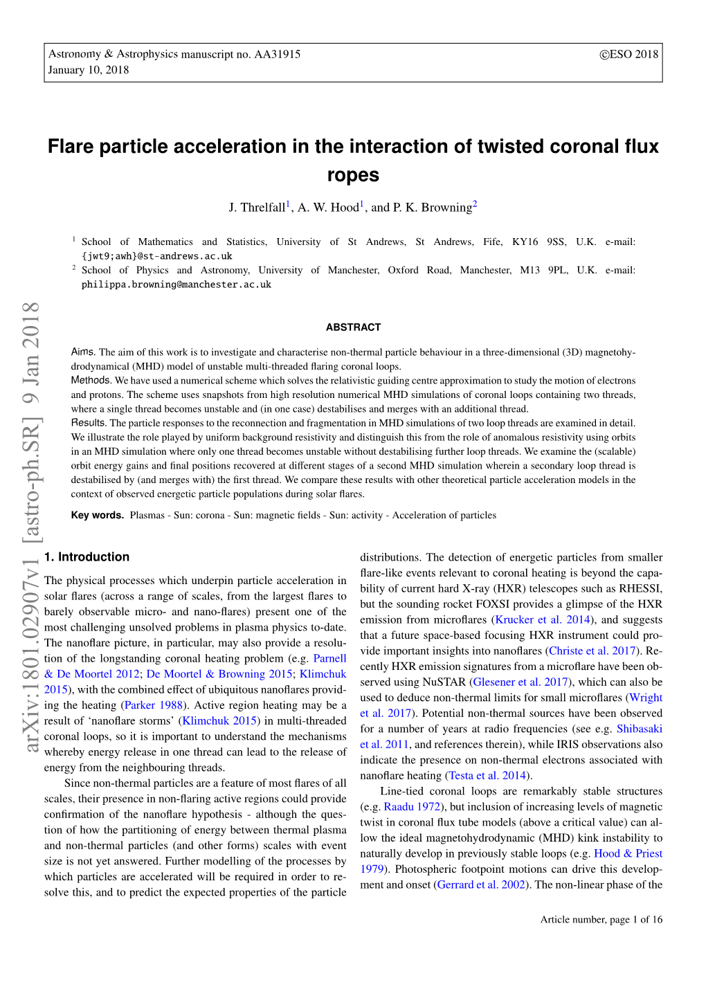 Flare Particle Acceleration in the Interaction of Twisted Coronal Flux Ropes