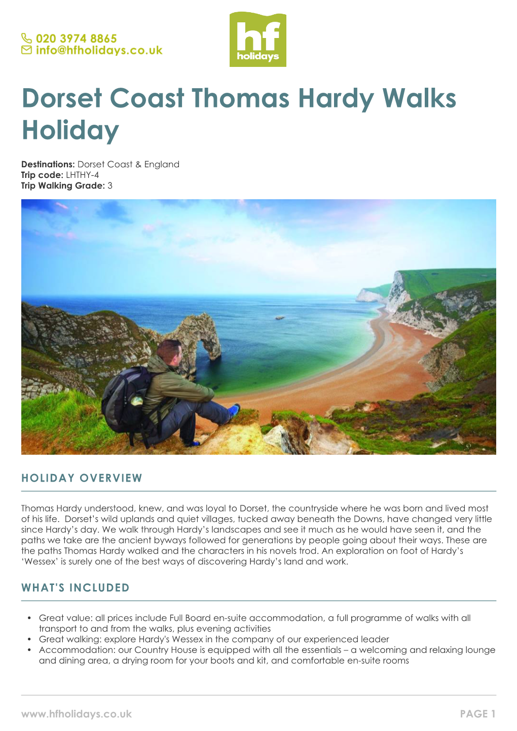 Dorset Coast Thomas Hardy Walks Holiday