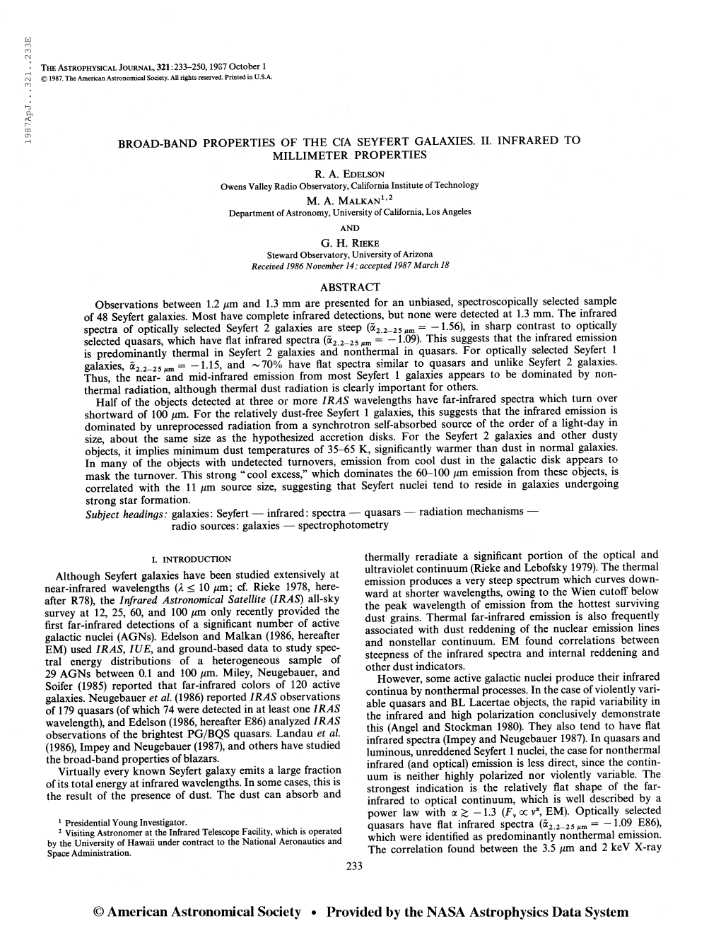1987Apj. . .321. .233E the Astrophysical Journal, 321