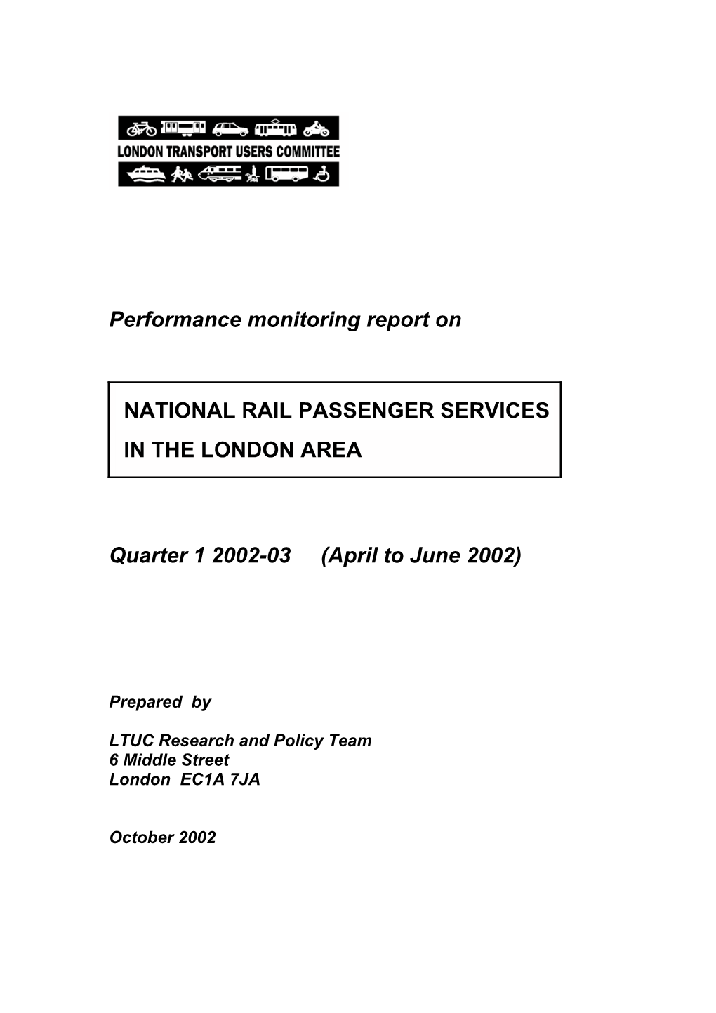 Performance Monitoring Report on NATIONAL RAIL