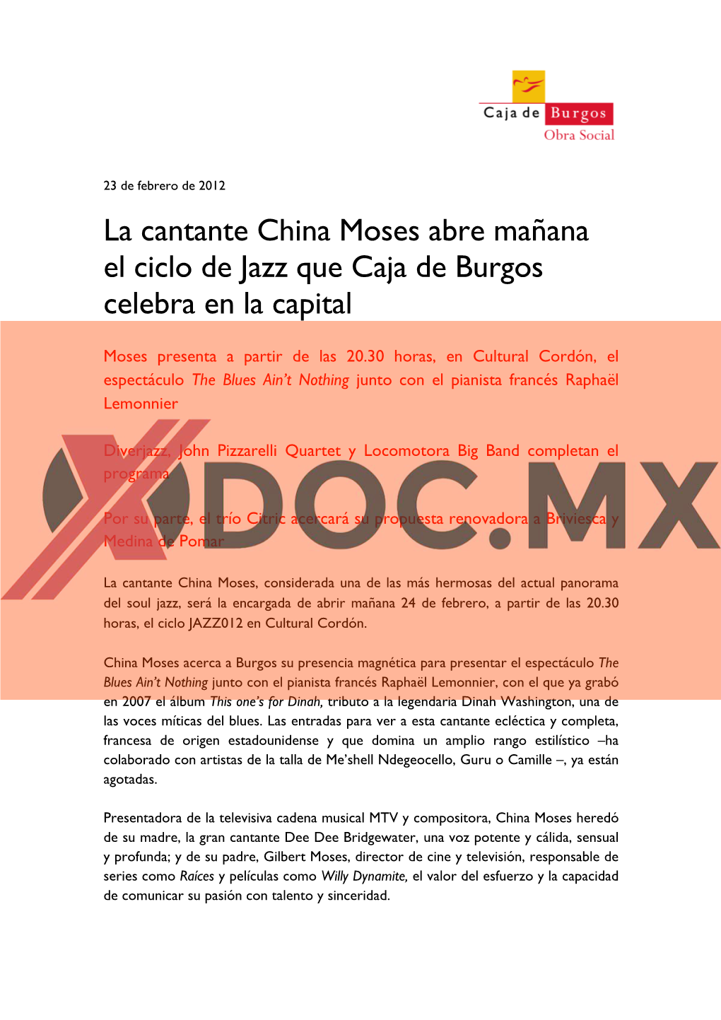 La Cantante China Moses Abre Mañana El Ciclo De Jazz Que Caja De Burgos Celebra En La Capital