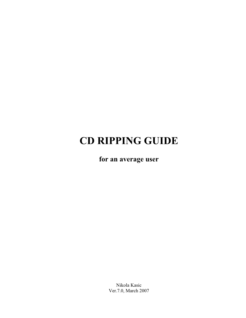 Cd Ripping Guide