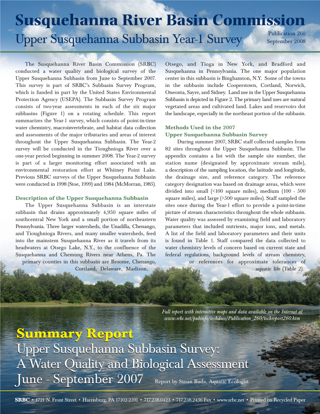 Upper Subbasin Survey 2007 Summary Report