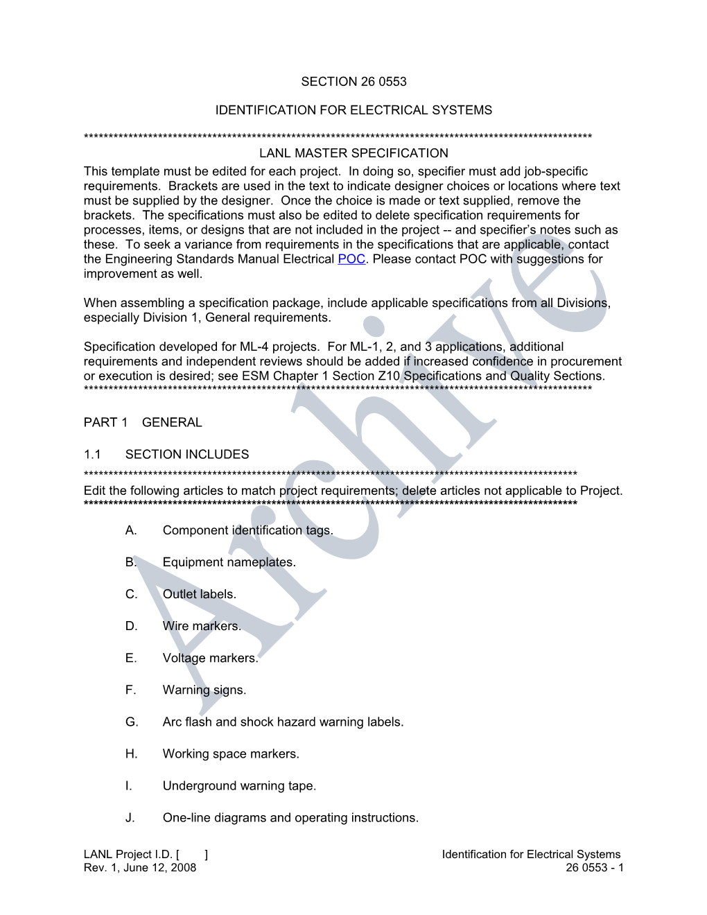 Identification for Electrical Systems