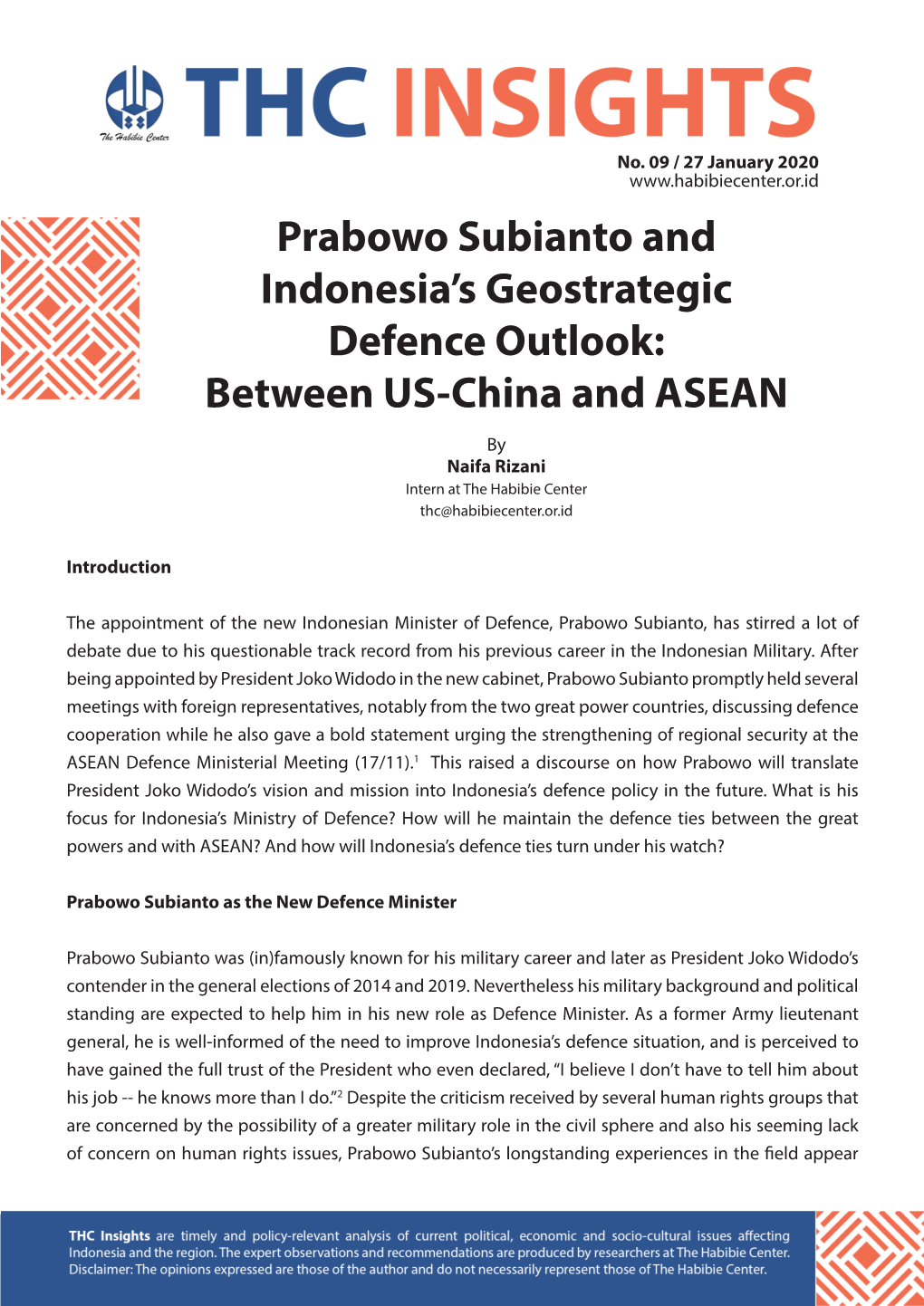 Prabowo Subianto and Indonesia's Geostrategic Defence Outlook