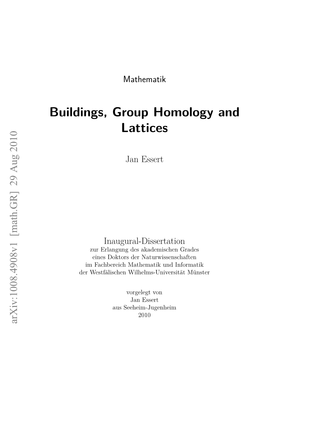 Buildings, Group Homology and Lattices