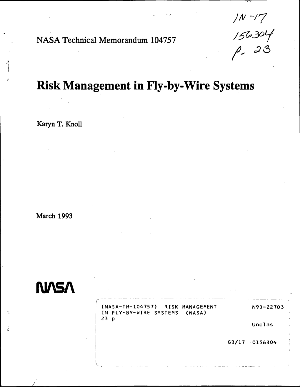 Risk Management in Fly-By-Wire Systems