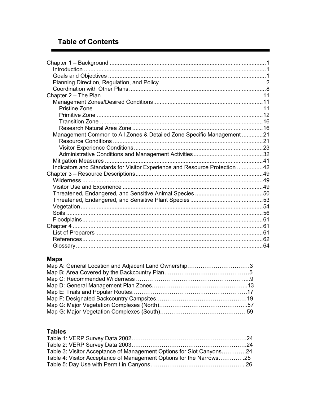 Table of Contents