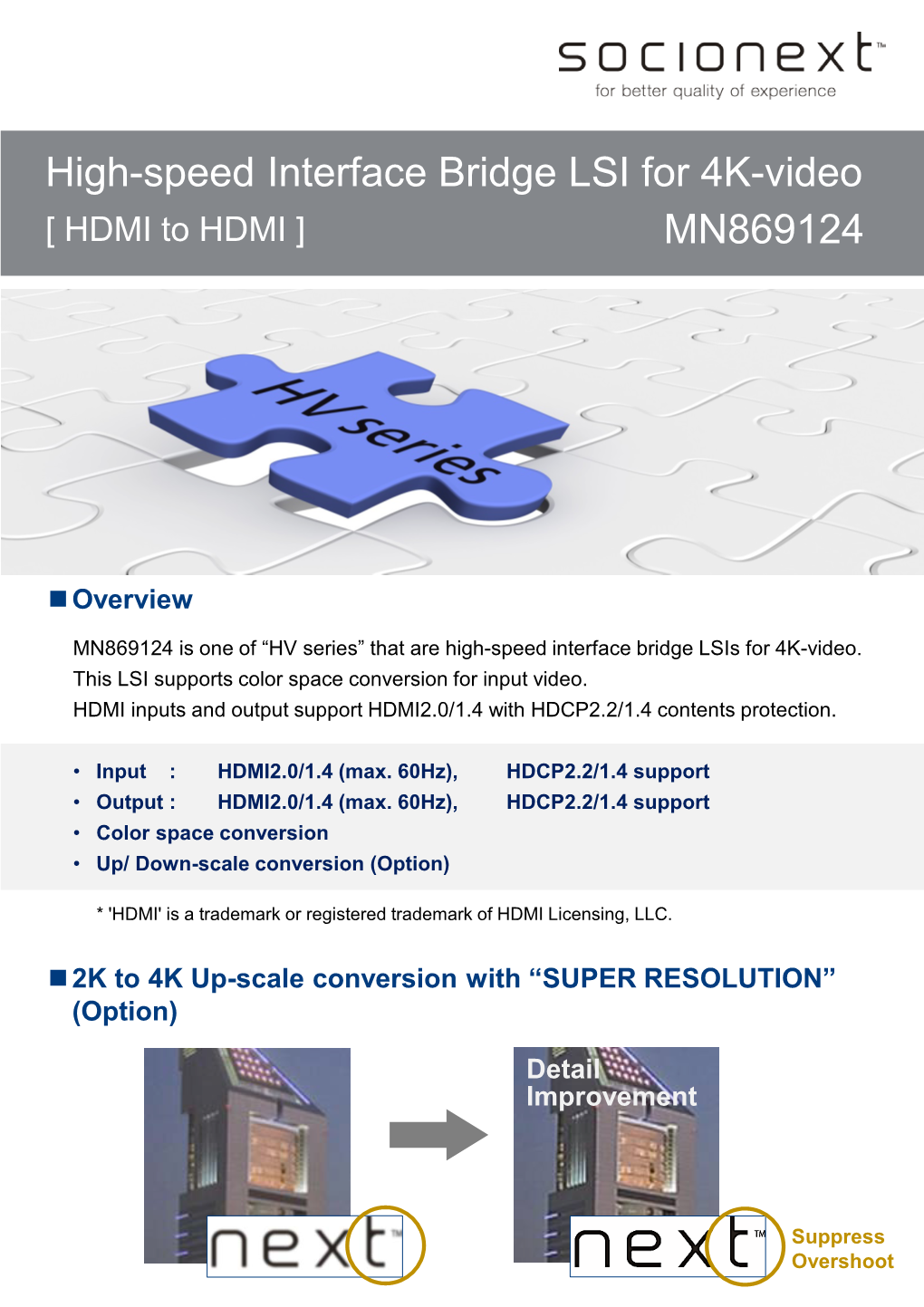 High-Speed Interface Bridge LSI for 4K-Video MN869124