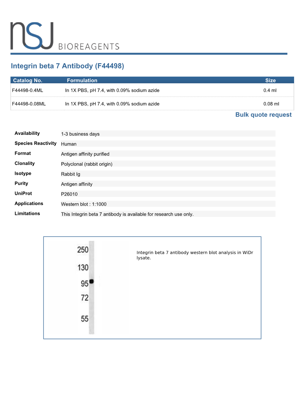 Integrin Beta 7 Antibody (F44498)