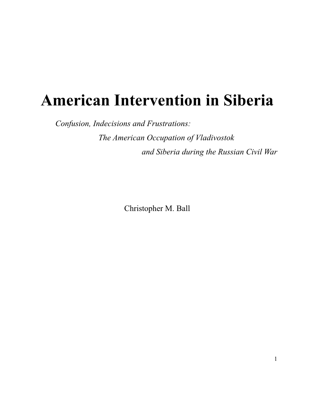 American Intervention in Siberia