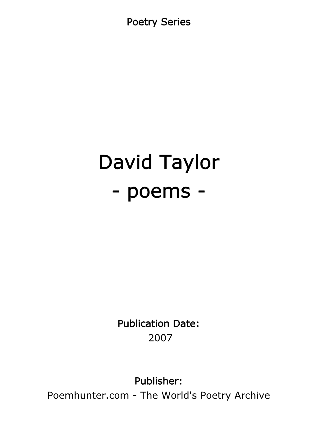 David Taylor - Poems