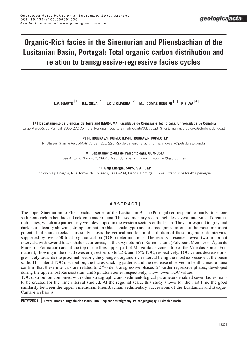 Organic-Rich Facies in the Sinemurian and Pliensbachian of the Lusitanian