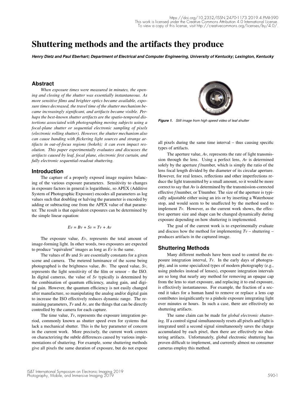 Shuttering Methods and the Artifacts They Produce