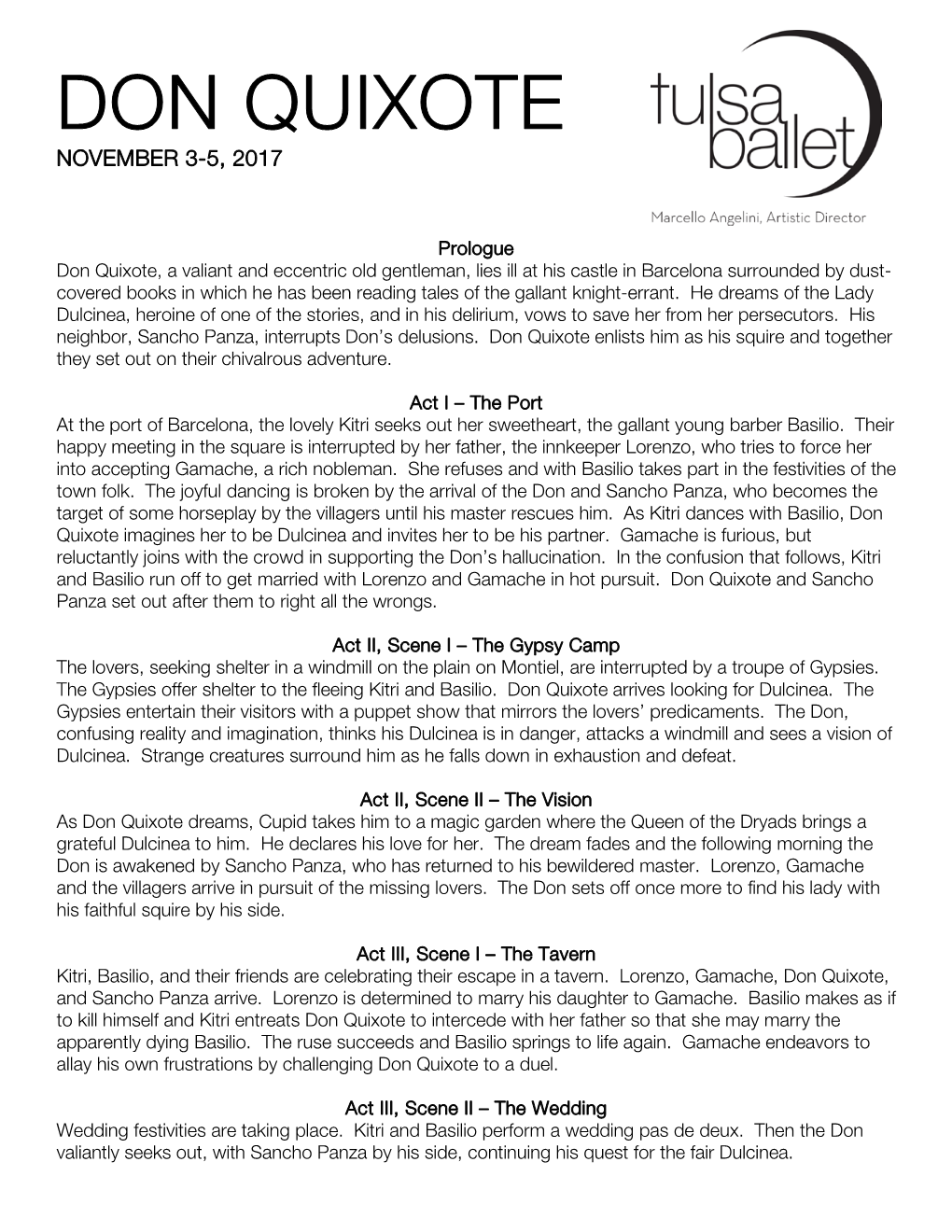 Don Quixote November 3-5, 2017