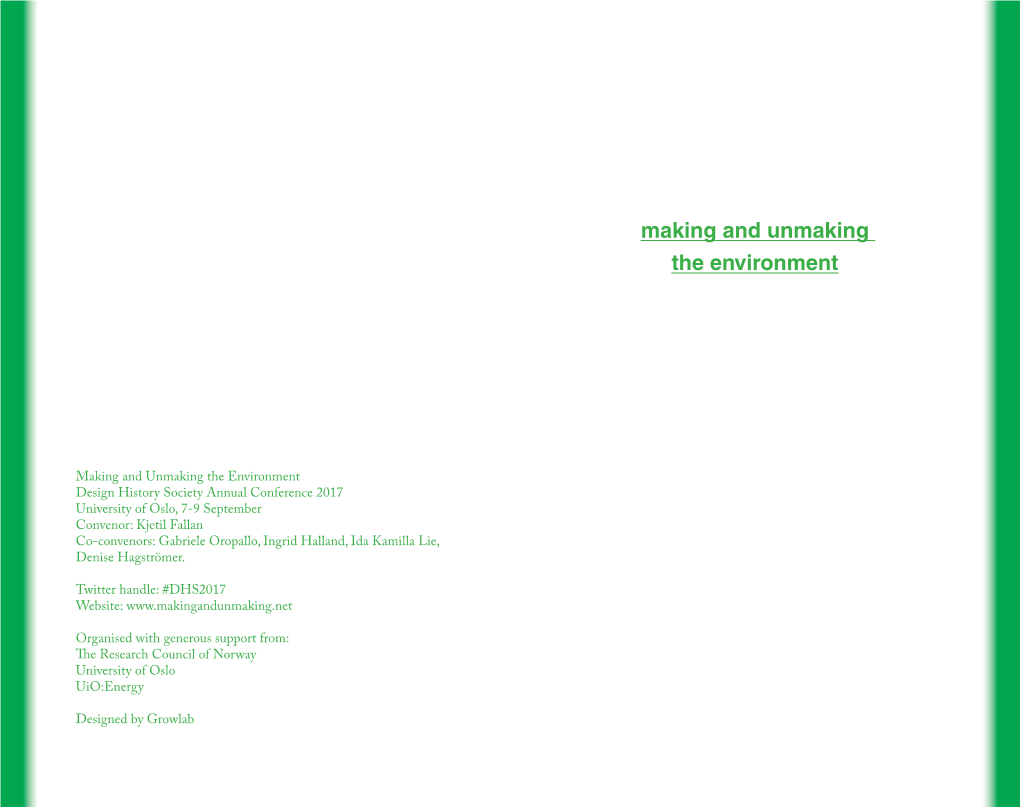 Making and Unmaking the Environment