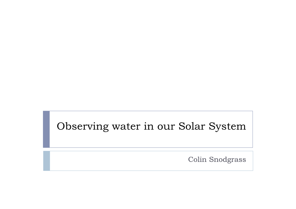 Observing Water in Our Solar System