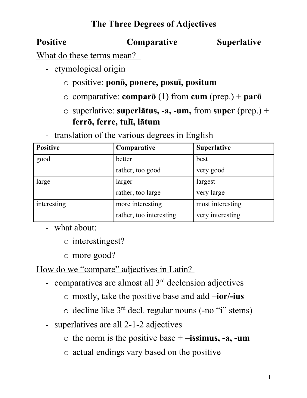 The Three Degrees of Adjectives