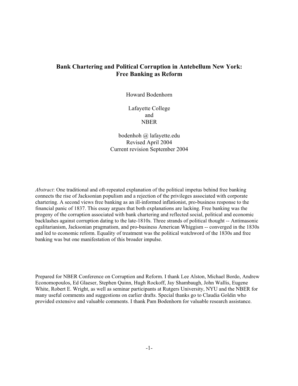 C:\Corruption\Bank Chartering Revision September 2004.Wpd