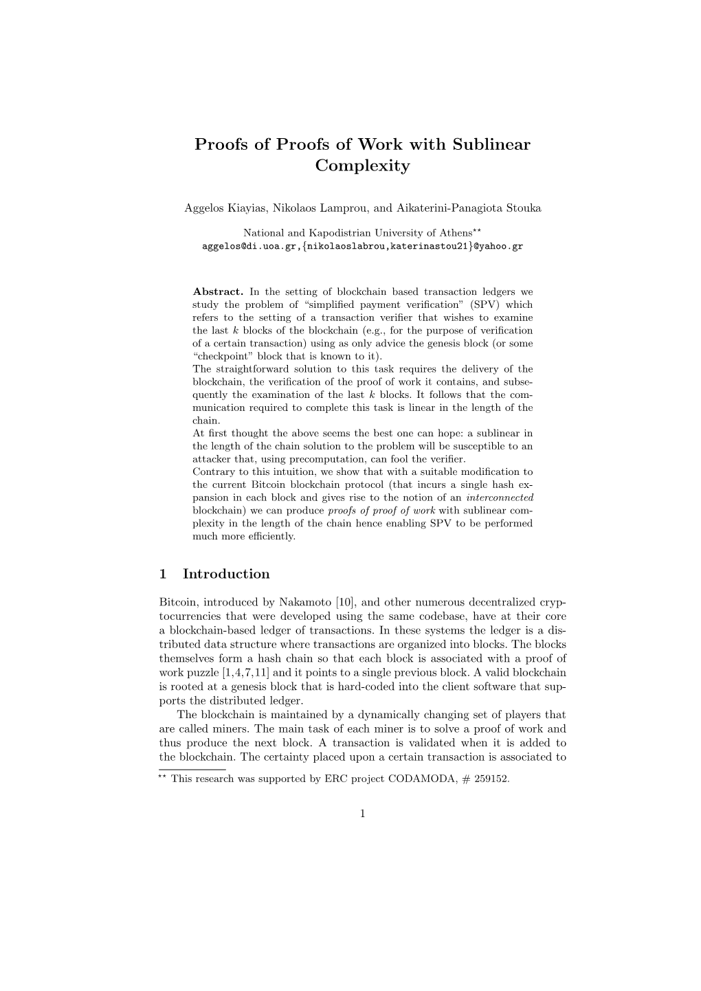 Proofs of Proofs of Work with Sublinear Complexity
