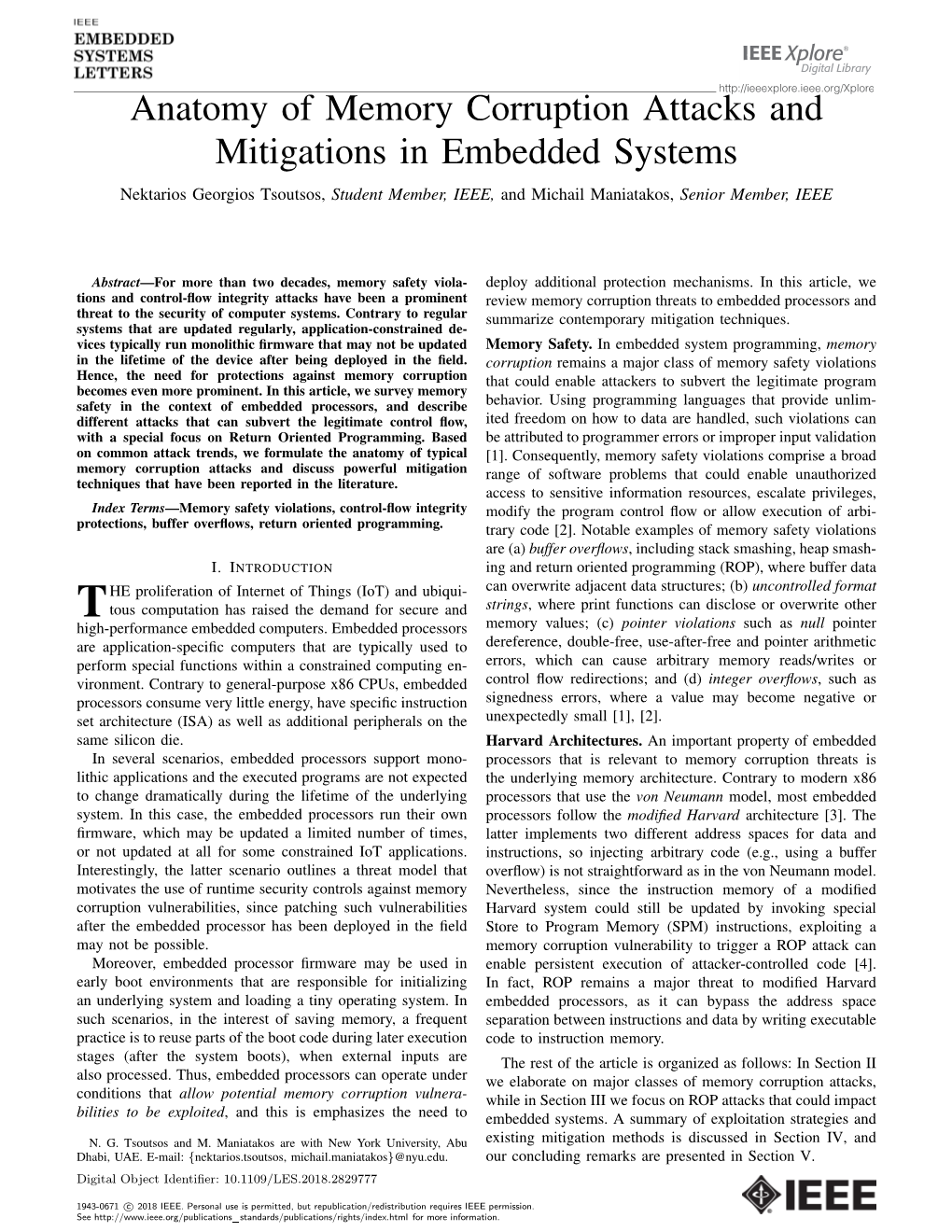 Anatomy of Memory Corruption Attacks and Mitigations In