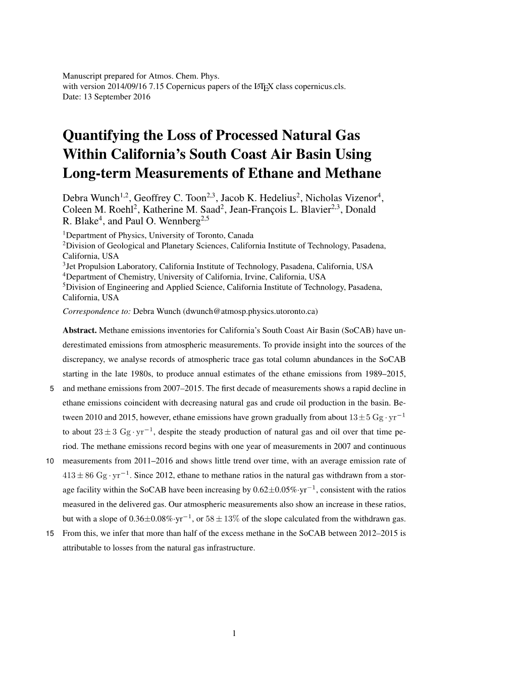 Quantifying the Loss of Processed Natural Gas Within California's