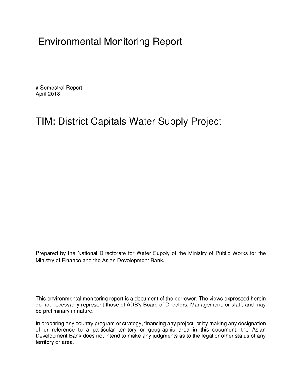 District Capitals Water Supply Project